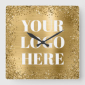 Gold Glitter Border and Folie Logo Vierkante Klok (Voorkant)