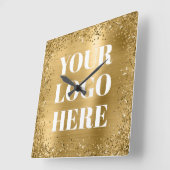 Gold Glitter Border and Folie Logo Vierkante Klok (Hoek)