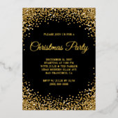 Gold Glitter Border Black Christmas Party Folie Uitnodiging (Voorkant)