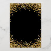 Gold Glitter Border Black Christmas Party Folie Uitnodiging (Achterkant)