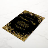 Gold Glitter Border Black Christmas Party Folie Uitnodiging (Gedraaid)