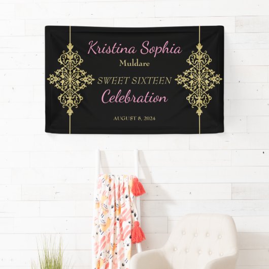 Gold Glitter Border Party Spandoek (Insitu)