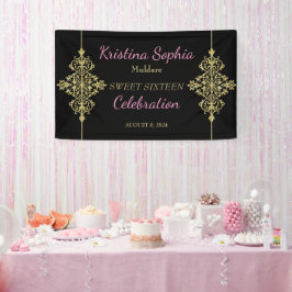 Gold Glitter Border Party Spandoek