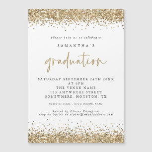 Gold Glitter Borders 2024 Afstuderen Invitation