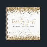 Gold Glitter Borders 21st Birthday Guest Book Notitieboek<br><div class="desc">Glitter Glitter Borders 21st het Boek van de Gast van de Partij van de Geboortedag De belangrijkste kopbal is in een vastgesteld stijlvol manuscript en de rest van de tekst u kunt gemakkelijk personaliseren.</div>