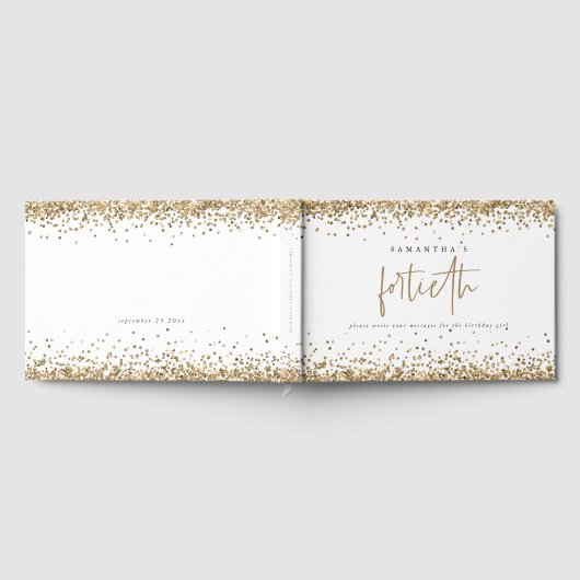 Gold Glitter Borders 40e verjaardag Gastenboek (Volledig)