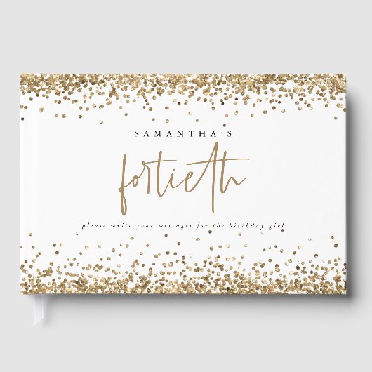 Gold Glitter Borders 40e verjaardag Gastenboek (Voorkant)