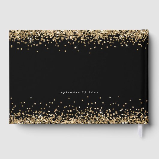 Gold Glitter Borders 50e verjaardag Black Gastenboek (Achterkant)