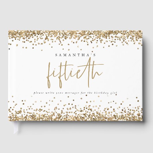 Gold Glitter Borders 50e verjaardag Gastenboek (Voorkant)