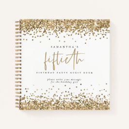 Gold Glitter Borders 50th Birthday Guest Book Notitieboek