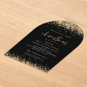 Gold Glitter Borders Kerstfeest Zwart Acryl Acryl Uitnodigingen (Laagn)