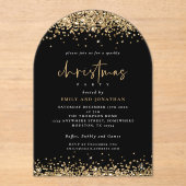 Gold Glitter Borders Kerstfeest Zwart Acryl Acryl Uitnodigingen (Voorkant)