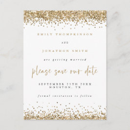 Gold Glitter Borders Script Wedding Save The Date Aankondigingskaart