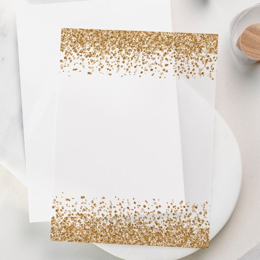 Gold Glitter Borders Wedding Vellum Uitnodigingen
