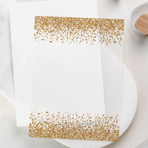 Gold Glitter Borders Wedding Vellum Vellum Uitnodigingen