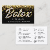 Gold Glitter Botox Aftercare Card Visitekaartje (Voorkant / Achterkant)