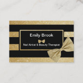Gold Glitter Bow Visitekaartje (Voorkant)