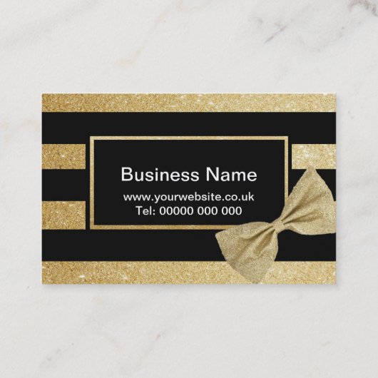 Gold Glitter Bow Visitekaartje (Achterkant)