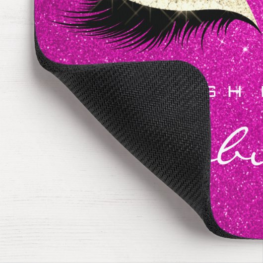 Gold Glitter Branding Beauty Hot Pink Lashes Muismat (Hoek)