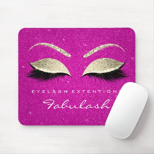 Gold Glitter Branding Beauty Hot Pink Lashes Muismat (Met muis)