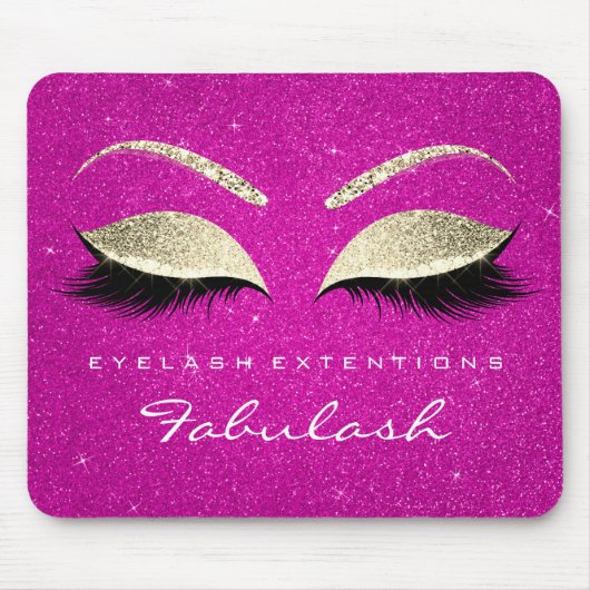 Gold Glitter Branding Beauty Hot Pink Lashes Muismat (Voorkant)