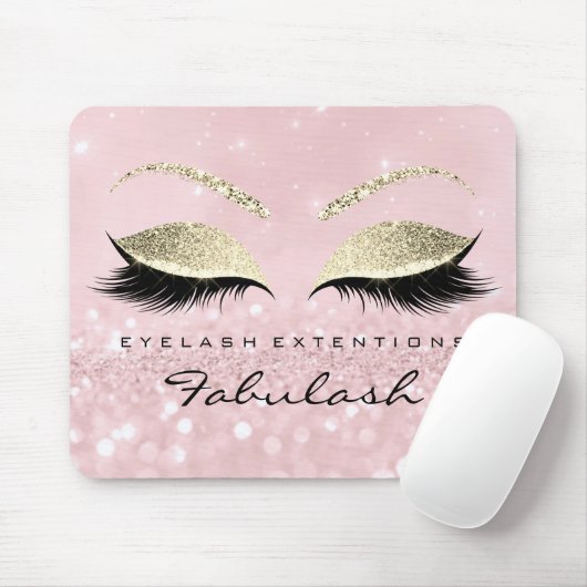 Gold Glitter Branding Beauty Studio Lashes Roze Muismat (Met muis)