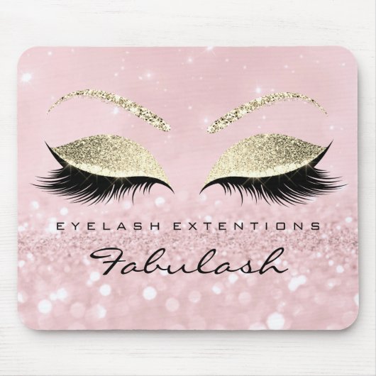 Gold Glitter Branding Beauty Studio Lashes Roze Muismat (Voorkant)