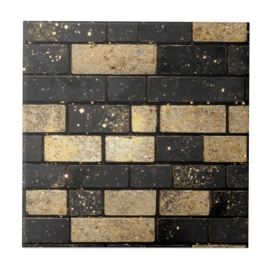 Gold Glitter Brick Pattern Tegeltje (Voorkant)