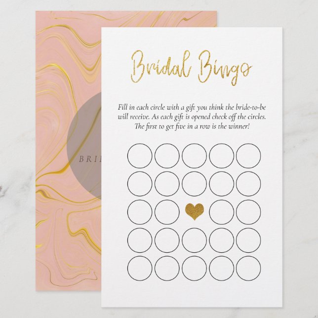 Gold Glitter Bridal Bingo Vrijgezellenfeest game (Voorkant / Achterkant)
