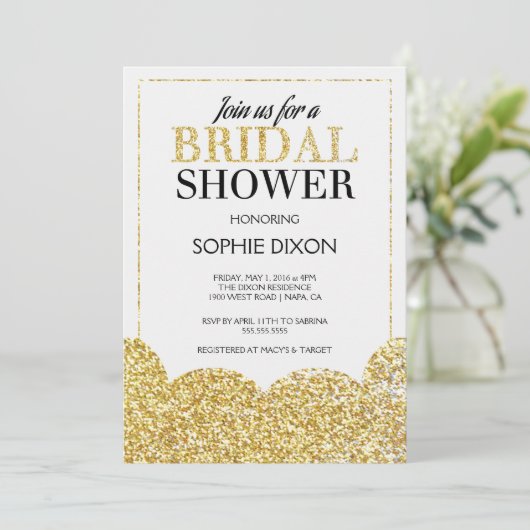 Gold Glitter Bridal Shower Kaart (Staand voorkant)