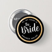 Gold Glitter Bride Party in Vegas Name Button (Voorkant /achterkant)