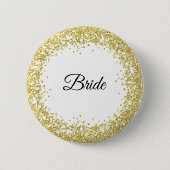 Gold Glitter. Bride. Ronde Button 5,7 Cm (Voorkant)