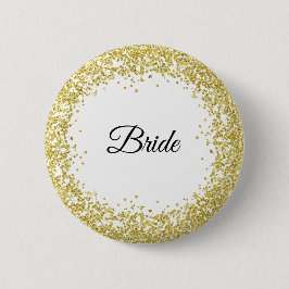 Gold Glitter. Bride. Ronde Button 5,7 Cm