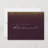 Gold Glitter Bridesmaid-kaartje Notitiekaartje (Voorkant)
