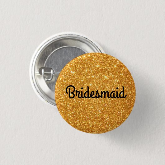 Gold Glitter Bridesmaid Ronde Button 3,2 Cm (Voorkant /achterkant)