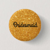 Gold Glitter Bridesmaid Ronde Button 3,2 Cm (Voorkant)