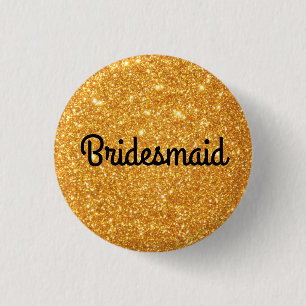 Gold Glitter Bridesmaid Ronde Button 3,2 Cm