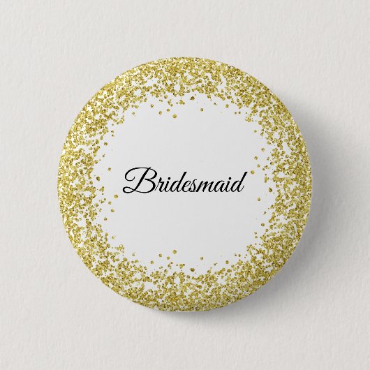 Gold Glitter. Bridesmaid. Ronde Button 5,7 Cm (Voorkant)