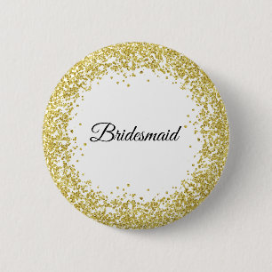 Gold Glitter. Bridesmaid. Ronde Button 5,7 Cm