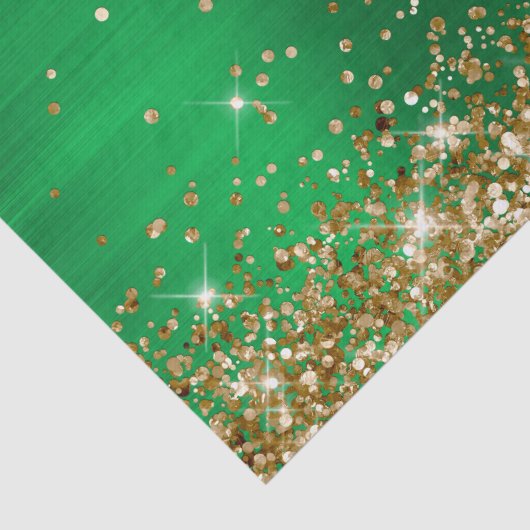 Gold Glitter Bright Green Ombre Folie Tissuepapier (Detail)