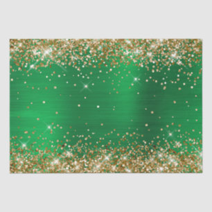 Gold Glitter Bright Green Ombre Folie Tissuepapier