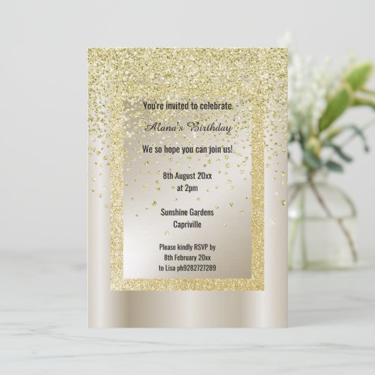 Gold Glitter Bronze Moderne All Occassion Custom Kaart (Staand voorkant)