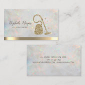 Gold Glitter Broom Vacuum cleaner Opal Visitekaartje (Voorkant / Achterkant)