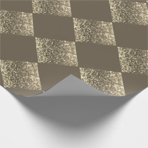Gold Glitter Brown Abstract Chic Cadeaupapier