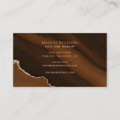 Gold Glitter Brown Marble Agate Visitekaartje (Achterkant)