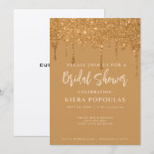 Gold Glitter Bruids Douche Uitnodigingen - Elegant (Voorkant / Achterkant)