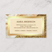 Gold Glitter Bruin Marmeren Haar Salon Make-up Art Visitekaartje (Achterkant)