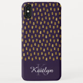 Gold Glitter Brush Strokes op Paars Case-Mate iPhone Case (Achterkant)