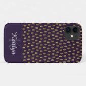 Gold Glitter Brush Strokes op Paars Case-Mate iPhone Case (Achterkant (horizontaal))