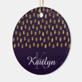 Gold Glitter Brush Strokes op Paars Keramisch Ornament (Links)